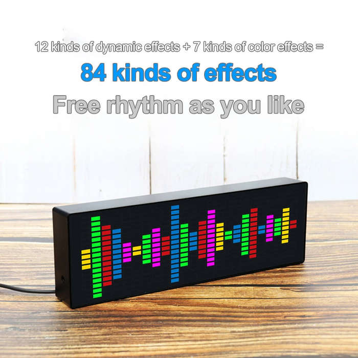 Black - Dynamic LED Music Spectrum Clock Picking Lamp Voice Control Wire Control LED Music Spectrum