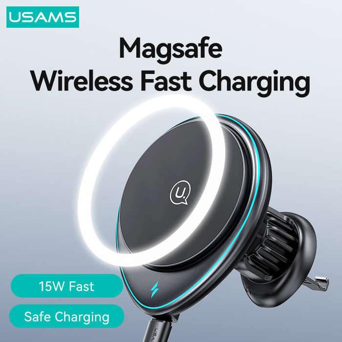 USAMS US-CD222 Wireless Magnetic Car Phone Holder 360 Rotary Air Vent Mount Stand for iPhone 15 14 1