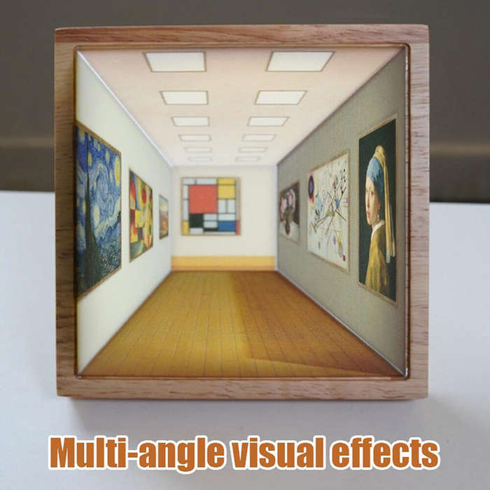 A - Naked Eye 3D Visual LED Wall Art with LED Lights with Stand Night Light with 3 Lighting Effects
