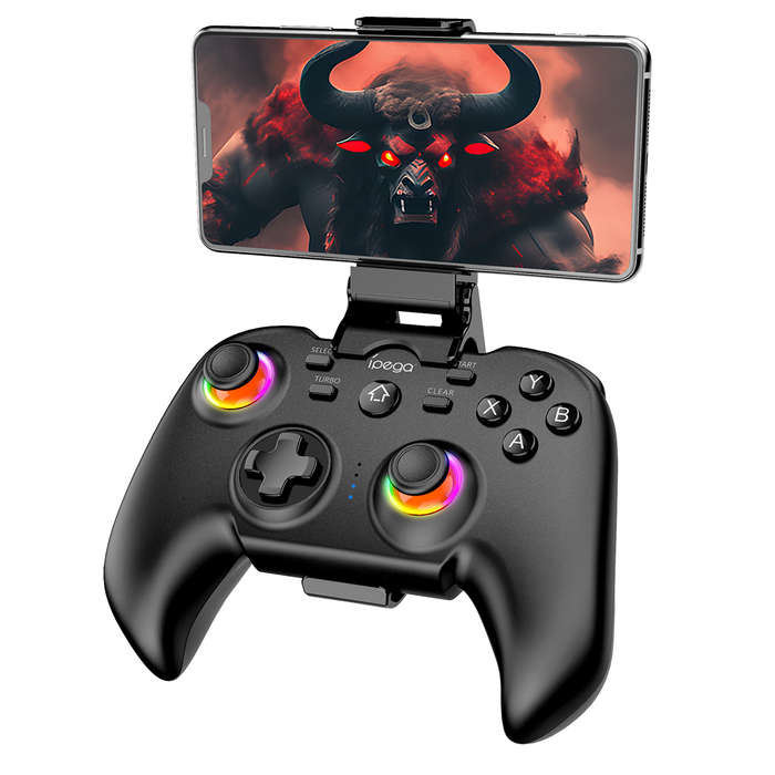 Black - IPEGA PG-9115 RGB Wireless bluetooth Game Controller with Dual Motor Vibration Turbo Functio