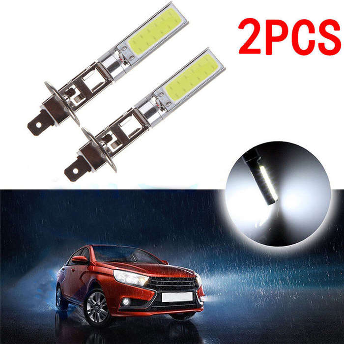 H3 - H1/H3 Pair Car LED Fog Lights 10W Front Fog Lights COB Chip Fog 6000K LED Headlight Light Bulb