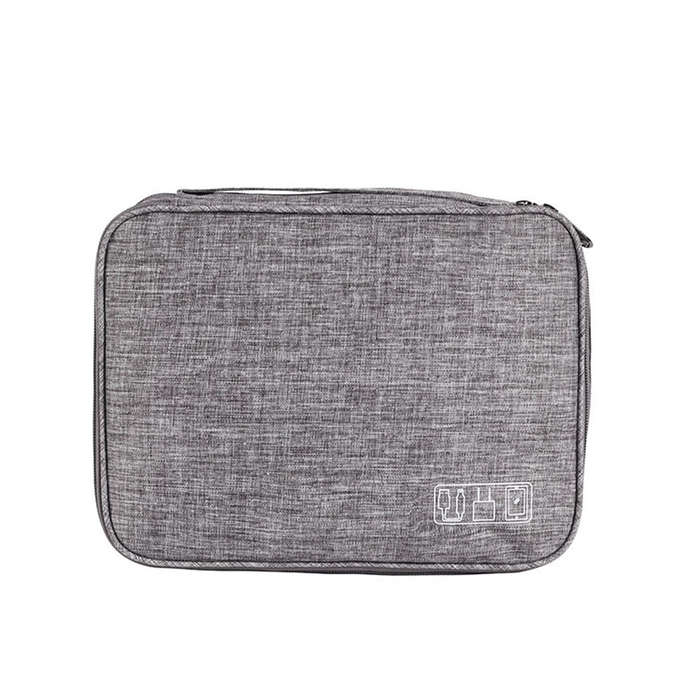 Black - Three Layer Large Capacity Storage Bag Digital Organizer Multifunctional Earphone Charger Da