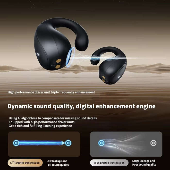 Black - Lenovo TC3403 TWS Earbuds Wireless bluetooth Earphone 13mm Dynamic 3D Surround Sound Call No