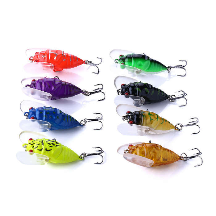 8Pcs - ZANLURE 8PCS Perch Insect Fishing Lures 6.4g 4cm Treble Barb Hooks Artificial Bait for Fishin