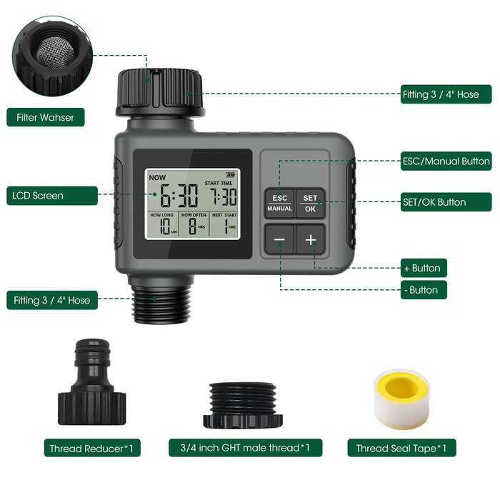 UK - SGW01 Smart Irrigation Timer Outdoor Garden Watering Controller Automatic Flower Watering ABS U