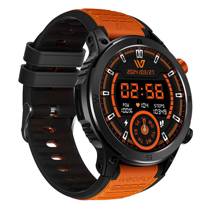 Orange - Weofly Conquer 1.43inch AMOLED Display bluetooth Call Heart Rate Blood Pressure Blood Oxyge
