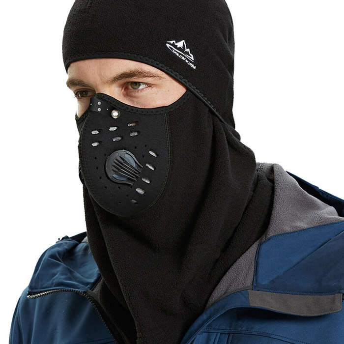 Black - Winter Ski Mask Cycling Cap Fleece Thermal Keep Warm Windproof Cycling Face Mask Balaclava S