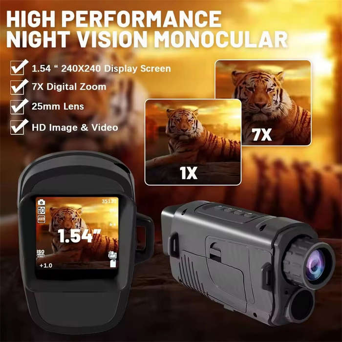 white - ZIYOUHU Portable 300M Night Vision Monocular Camera 7X Zoom 1080P HD Infrared Digital Telesc