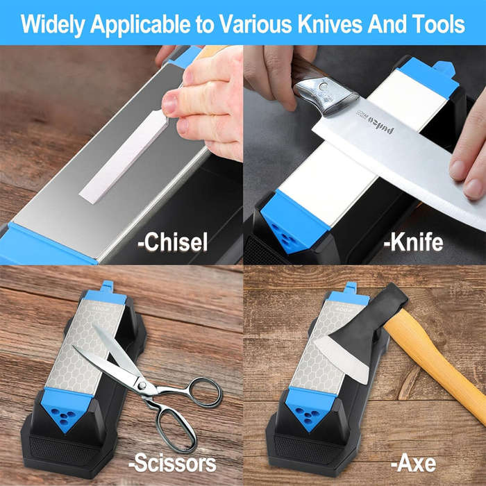 Silver - DMD 3 Side Diamond Sharpening Stone Whetstone 400/1000/6000 Grit for Knife and Tool Sharpen