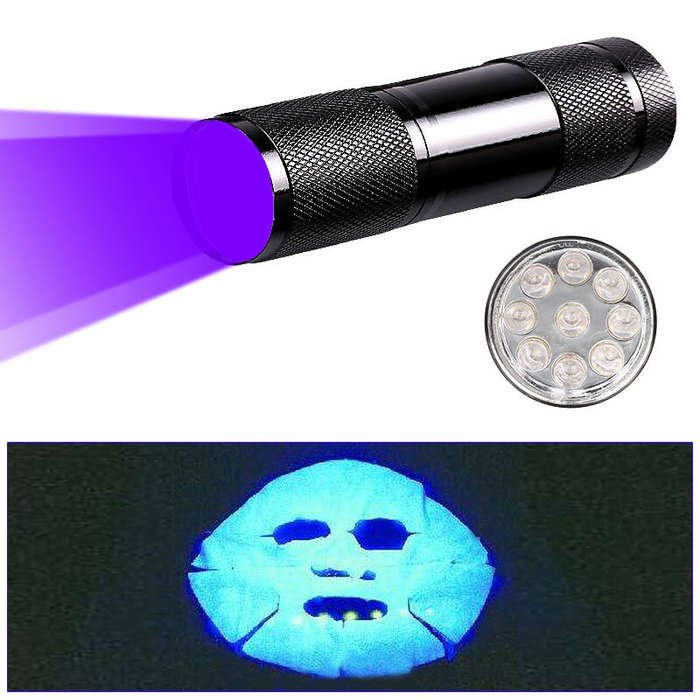 Black - BIKIGHT U01 9x LED Violet Light Multifunction UV LED Flashlight Fluorescence Detection Pen A