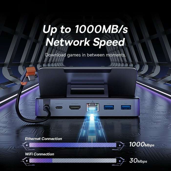 Baseus USB C Docking Station for Steam Deck Nintend Switch Type C to 4K@60Hz DP HDMI-compatible Giga