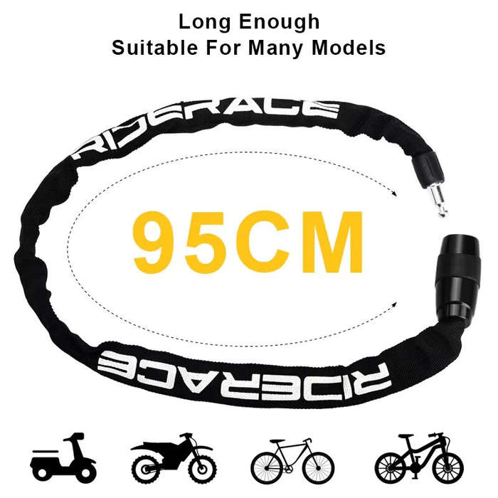 Orange - RIDERACE Bike Chain Lock Portable High Security Anti-Theft Bicycle Lock with 2 Keys for Bic