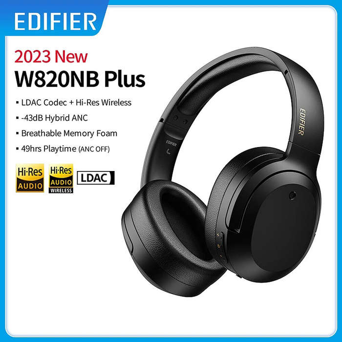 Edifier W820NB Plus ANC Headset bluetooth Headphone Active Noise Cancelling Dual Hi-Res Audio LADC C