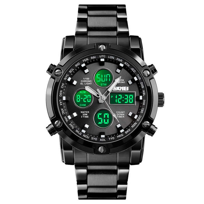Black - SKMEI Men's Sport Digital Watches Fashion Stopwatch Dual Display Watch 3 Time Countdown Wris