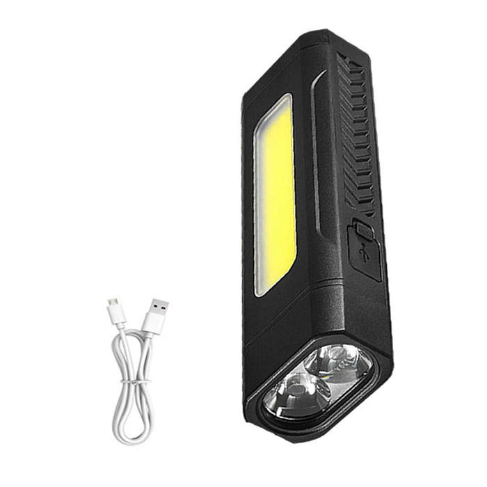 Black - Multi-Functional Strong LED Flashlight With COB Side Light Portable USB Rechargeable Mini To