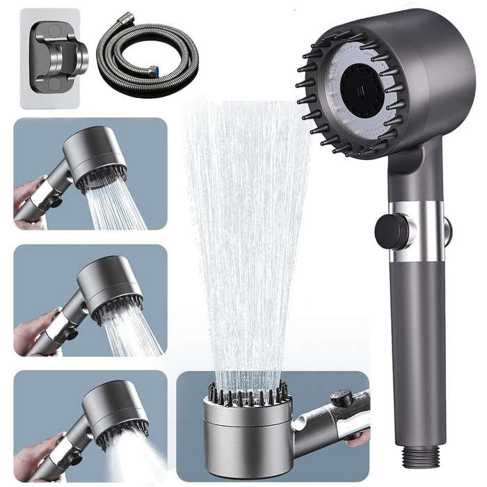 Gun Gray - High Pressure Shower Head High Pressure with Handheld 3+1 Water Modes Shower Head for Har