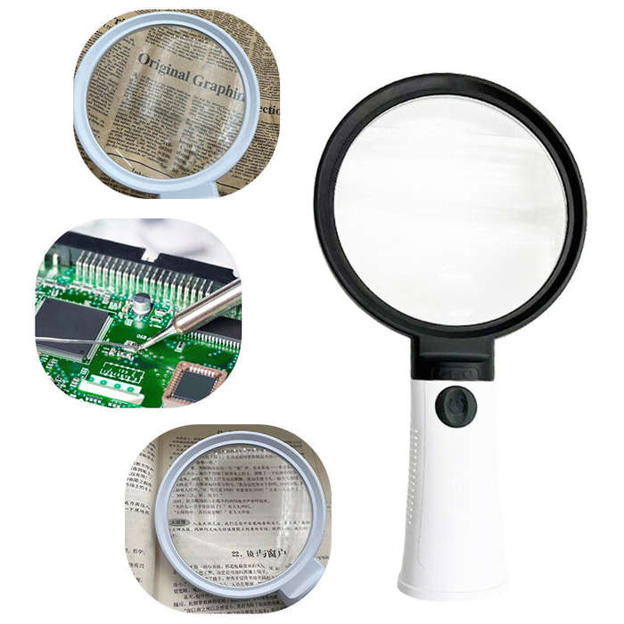 Black - 6X-10X Mini Pocket Magnifier Adjustable Handheld Reading Magnifier with Parent-Child Acrylic
