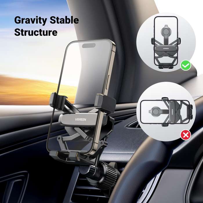 Black - UGREEN Car Phone Holder Vent Phone Mount Air Vent Clip Cell Phone Holder Compatible with iPh