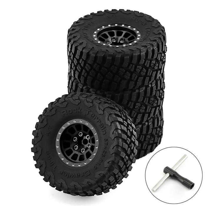 Red 2 - 4pcs 1.0 inch Climbing Car Aluminum Alloy RC Car Wheel Tire for 1/18 TRX4M SCX24 FMS FCX18 F