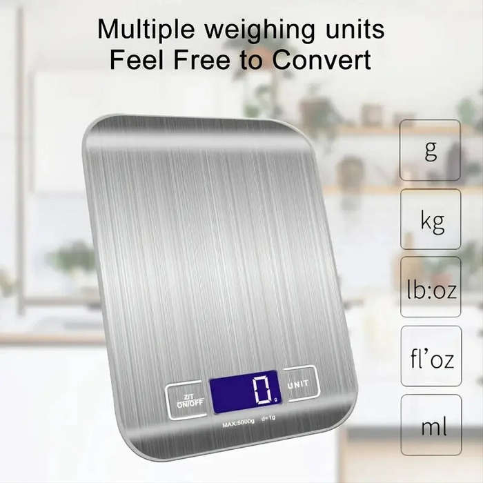 5kg Portable Kitchen Scale Coffee Scale Electronic Stainless Steel Surface LCD Backlit Food Weighing