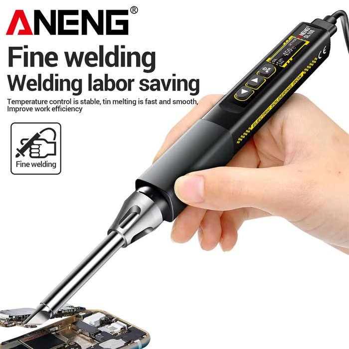 Blue - ANENG SL108 Electric Soldering Iron 96W PD QC Adjustable Temperature 100C-450C OLED Display P