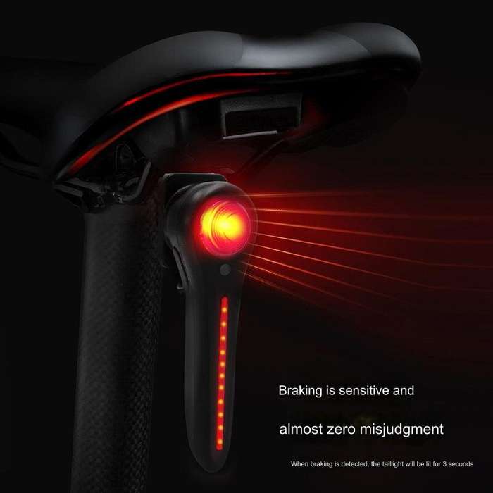 Black - BIKIGHT Smart Brake Sensing Bike Taillight Light Sensing Rear Light 6 Lighting Modes IPX6 Wa