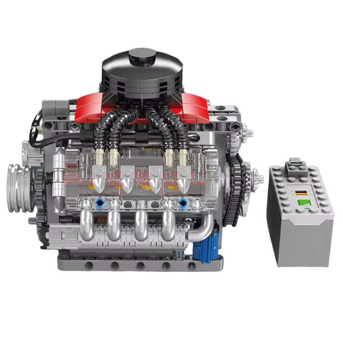 Silver - Mould King 10171 LSX454 Motorized V8 Engine Model DIY Assembly Kit Motorized Building Block