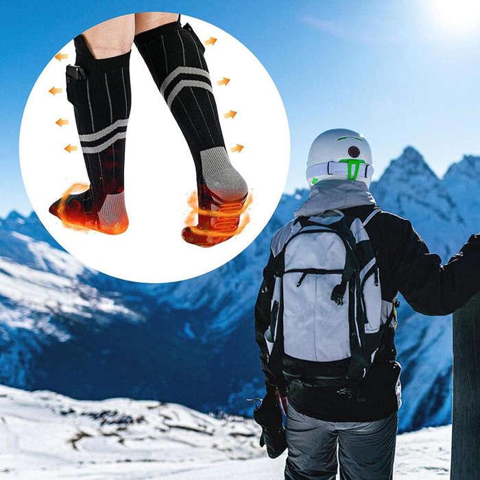 Black - TENGOO Electric Heated Socks Cold Weather Cotton Heat Socks for Men Women, Winter Outdoor Sp