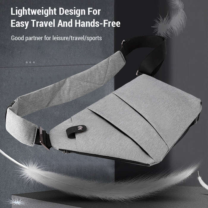 Grey - Sports Anti-Theft Thin Chest Bag Lightweight Close-fitting Travel Sling Bag Waterproof Zipper