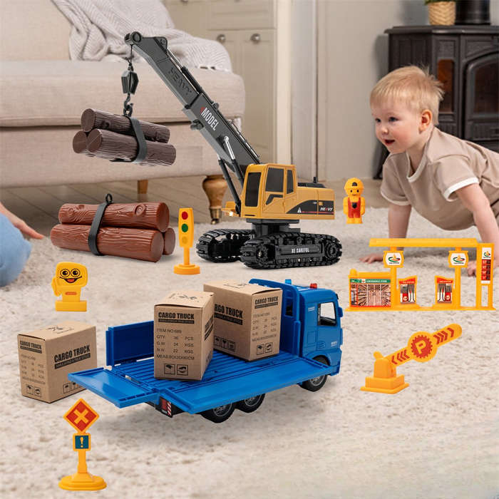 01 - 689-838A 2.4G 6CH 1/20 RC Truck+1/22 RC Crane 2-IN-1 Remote Control Car Vehicle Models RTR for