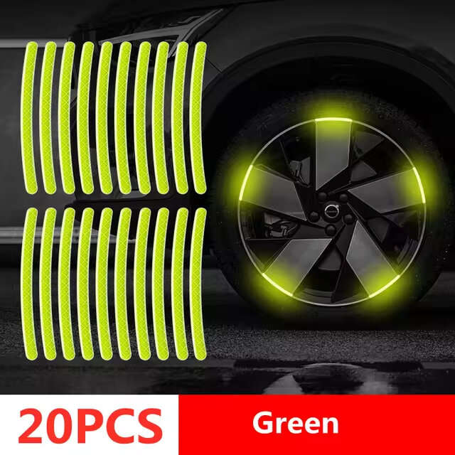 20pcs red type - Car Wheel Hub Reflective Stripes Door Handle Safety Warning Sticker Car Warning Tap