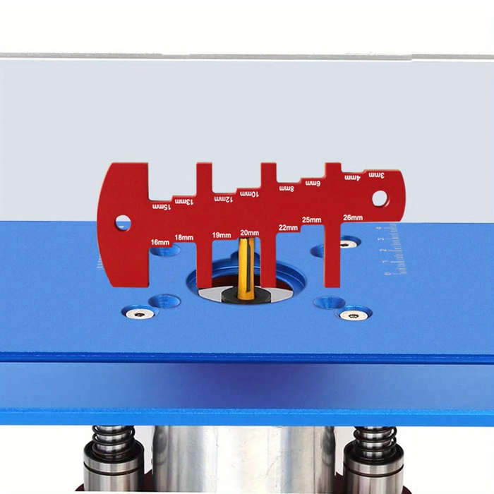 Red - Aluminum Router Depth Gauge Tool 3-26mm Height Measuring Device Woodworking Table Saw Setup Cu