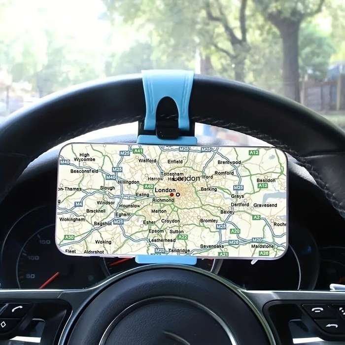 Pink - Car Steering Wheel Phone Holder Hook Mount Navigation Adjustable Mobile Phone Bracket Support