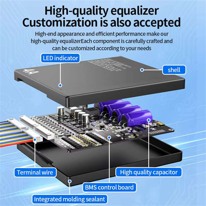 Black - Battery Active Balancer 15S-16S 2A High Efficiency Energy Transfer Waterproof Lithium Equali