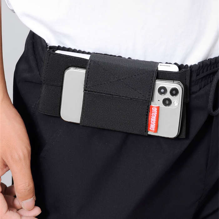 Black - Sports Portable Elastic Mobile Phone Waist Bag Multi-layer Storage Bag for Outdoor Work Trav