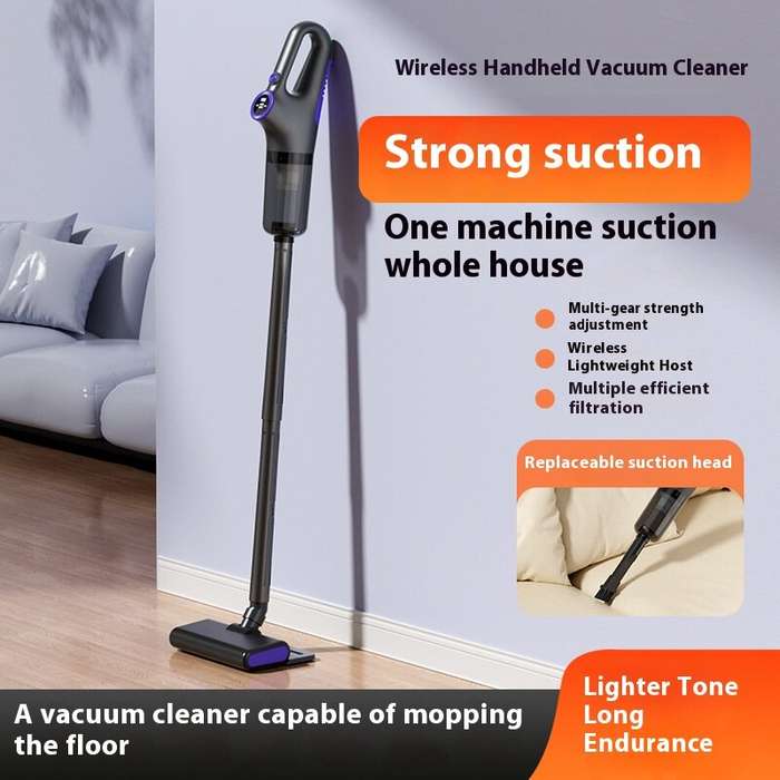 Black - Tevorex Handheld Small Cordless Vacuum Cleaner 120W 650ml Dust Cup 15kPA Suction LED Display
