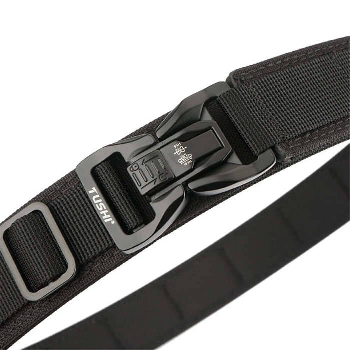 Army Green - TUSHI 115cm Buckle Men Tactical Belt 1100D Nylon Thickened Double-layer Military Belt f