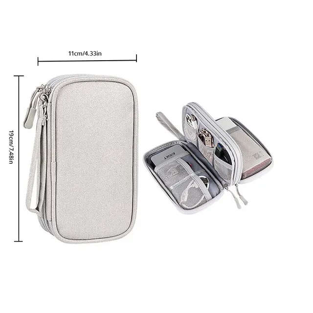 Grey - Travel Portable Digital Product Storage Bag USB Data Cable Organizer Earphone Charging Box Ba