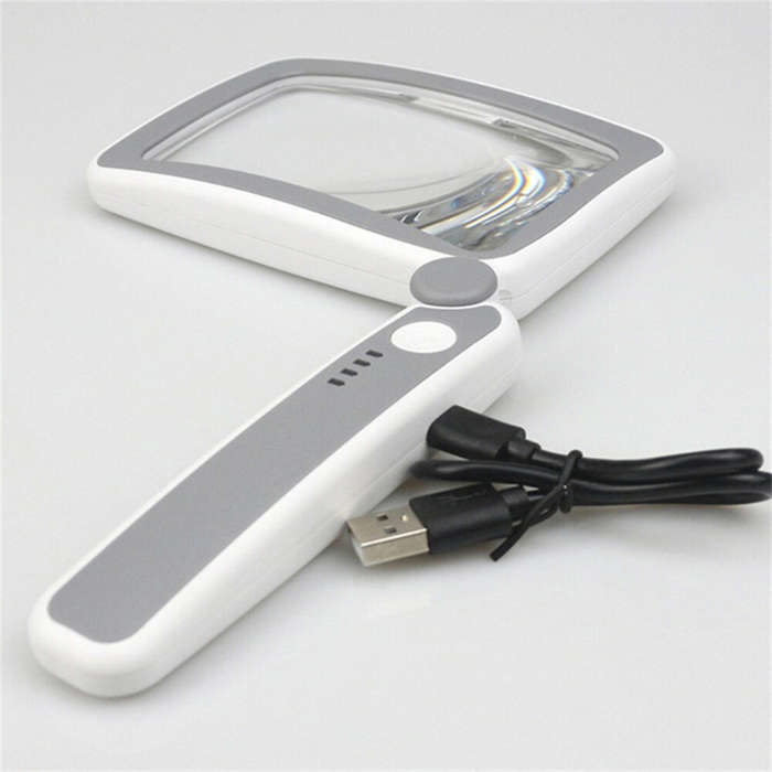 4X Magnifying Lens Handheld Eye-Loupe Magnifier for Coins Stamps Jewelry LED Illuminated Rechargeabl