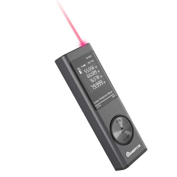 MUSTOOL 80m Digital Mini Laser Rangefinder with Electronic Angle Sensor M/In/Ft Unit Switching USB C