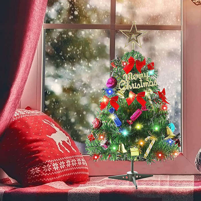 Type A - Christmas Tree With LED Lights 50cm Christmas Tree With Hanging Ornaments Star Tree Decorat
