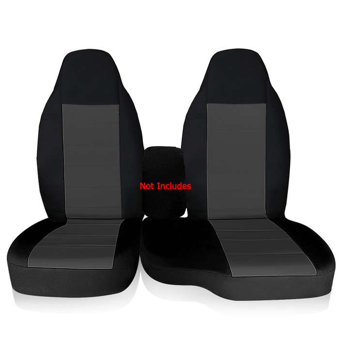 Grey - 2pc Front Car Seat Covers Center For Ford Ranger 60/40 HIGH BACK 2004-2012