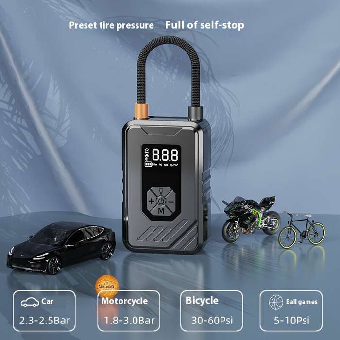 Black - 150Psi Cordless Car Air Pump Portable Digital Display Car Tires Electric High Pressure Infla