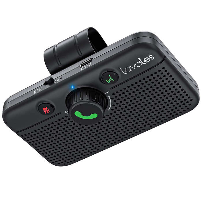 Black - Handsfree Bluetooth Car Kit for Cell Phone, Wireless Bluetooth Speaker for Car, AUTO Power O