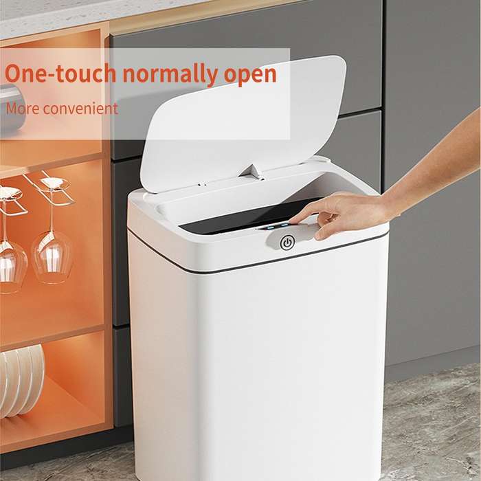 White - 15L Automatic Trash Can with Smart Sensor Easy Fast Packing Non-contact Trash Can with Lid W