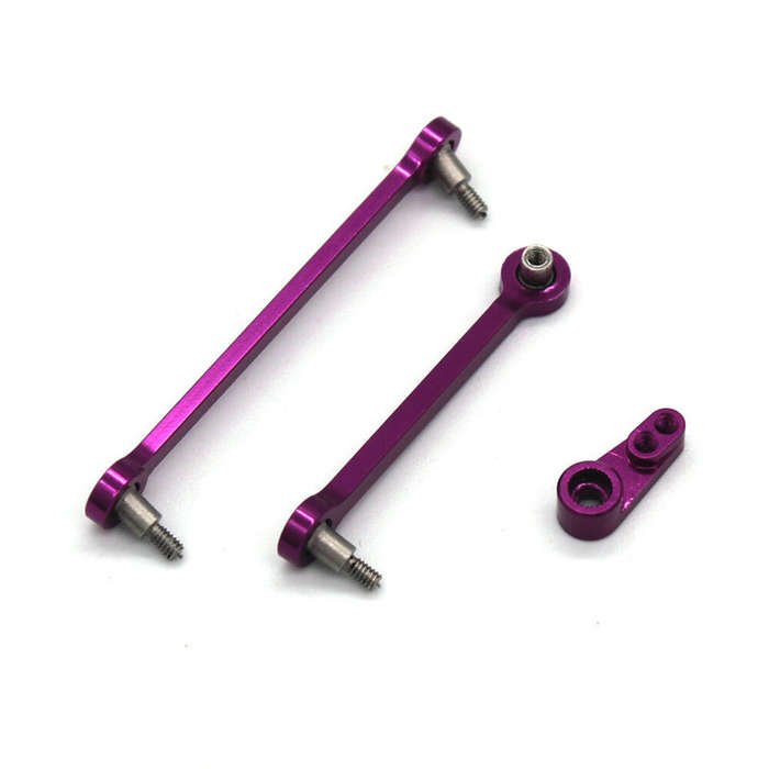 Purple - 2PCS Upgraded Metal Steering Linkage Rod Servo Arm for Wltoys 284131 284010 284161 K989 K96
