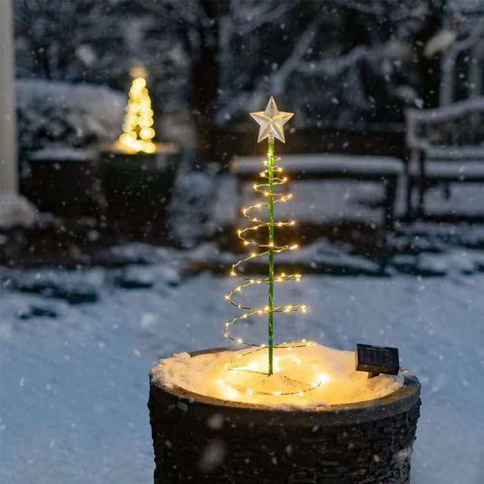 Warm Light - Solar Christmas Outdoor Decoration Christmas Tree Lights Outdoor Christmas Lighting Dec