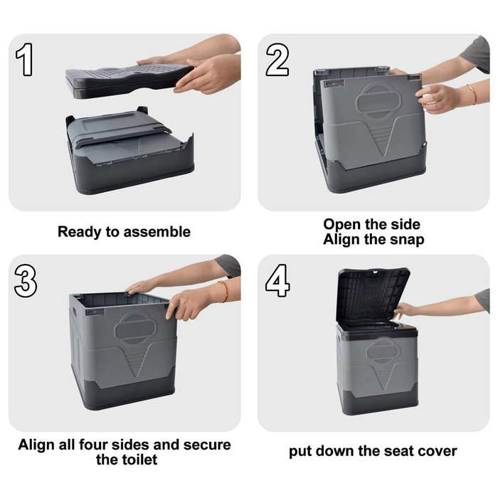 Black grey - IPRee Portable Folding Toilet for Outdoor Camping Potty for Adults Kids Cover Design Se