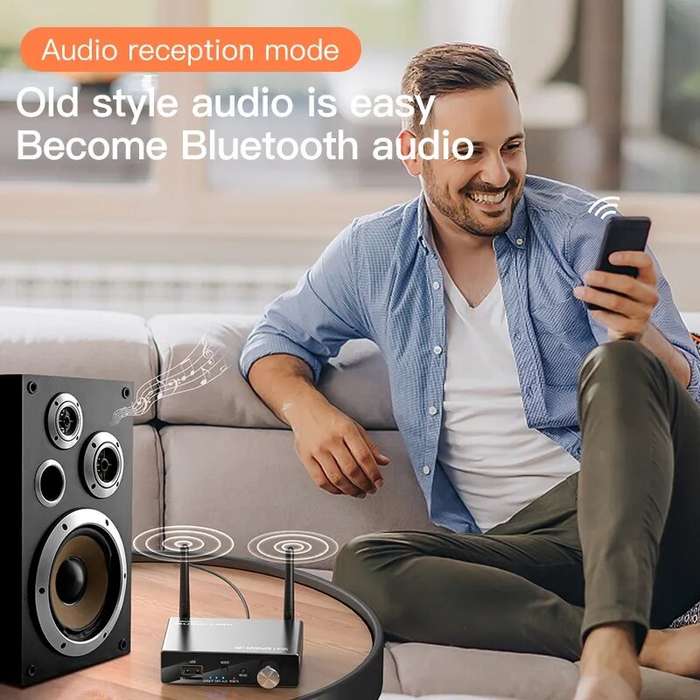 Black - Optical Fiber Coaxial bluetooth 5.3 Receiver Transmitter Audio Digital Analog Converter Ster