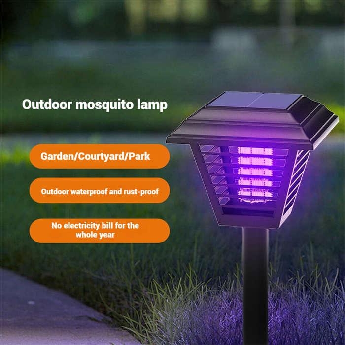 Black - Elfeland Solar Powered Mosquito Zapper LED Lawn Light Dual-Mode Outdoor Bug Killer and Garde